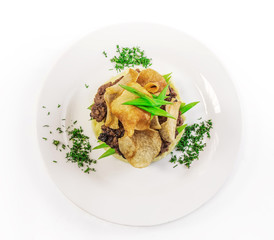 dish with a cutlet and chips 2