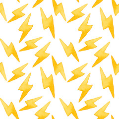 Lightning. Seamless watercolor pattern