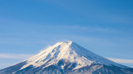 The peak of Fuji mountain in winter season, Japan