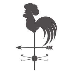 Weather vane. Gray rooster on a white background.