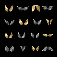 Freedom Wings emblems set. Heraldic Coat of Arms decorative logo