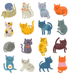 Funny vector set of cats