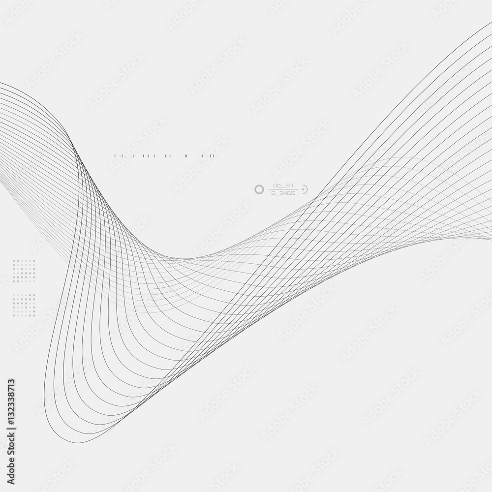 Poster tech background with abstract wave line.