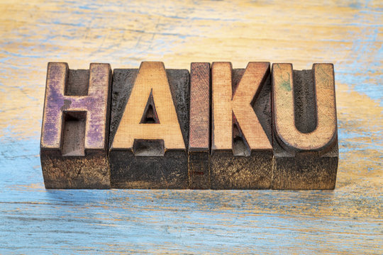 haiku word in wood type