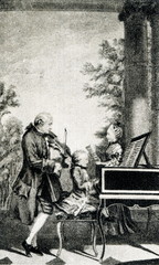 Leopold Mozart, Wolfgang and Nannerl concert in Paris (by Carmontelle, 1763)