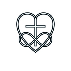 Obraz premium Immortal God Christian Love conceptual logo design combined with