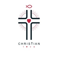 Christianity Cross true belief in Jesus vector symbol, Christian