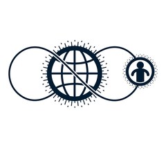 World and Person creative logo, unique vector symbol created wit