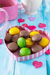 Frame Valentine's Day or a birthday, Mother's Day. Gifts makaron