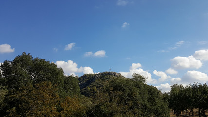 Sky and rocks scenery, Mediterranean nature landscape, Carmel national park