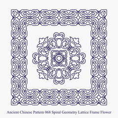 Ancient Chinese Pattern of Spiral Geometry Lattice Frame Flower