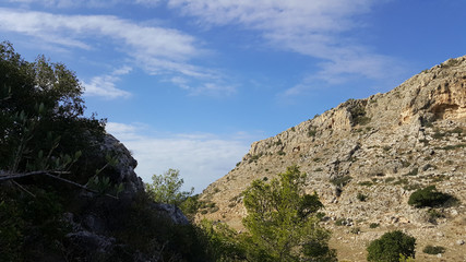 Fototapeta na wymiar Sky and rocks scenery, Mediterranean nature landscape, Carmel national park