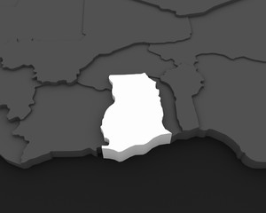 ghana map 3D illustration