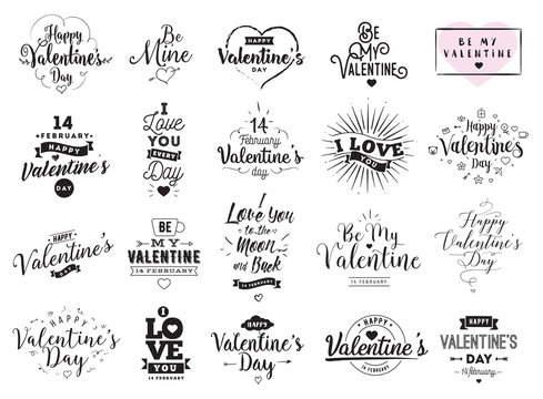 Happy Valentines day typography. Vector design.