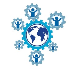 World and Person creative logo, unique vector symbol created wit