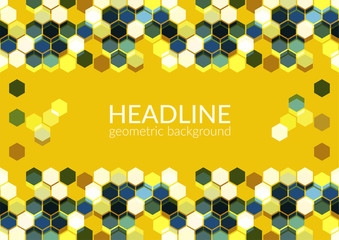 Multicolor trendy horizontal geometric background, Hexagons abstract pattern field with space for your text. Vector illustration.