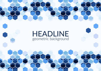 Multicolor trendy horizontal geometric background, Hexagons abstract pattern field with space for your text. Vector illustration.