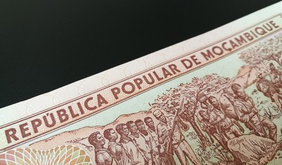Mozambican Metical, Mozambique paper bank note, Mocambique money