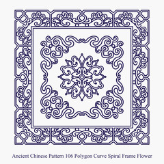 Ancient Chinese Pattern of Polygon Curve Spiral Frame Flower