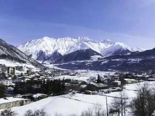 Winter in Greater Caucasus Mountains. Georgia (country). Mestia ski resort.