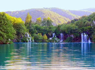 Waterfalls of Plitvice Lakes.