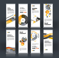 Abstract business vector set of modern roll Up Banner stand desi