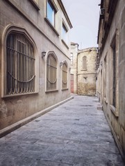 Narrow street in an old town of Baku, Azerbaijan