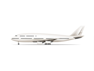 realistic beautiful illustration vector of jet commercial airplane isolated on white background, vector high detailed airplane, airline concept travel planes.