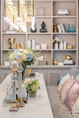 luxury table set on dinnig table in dining room