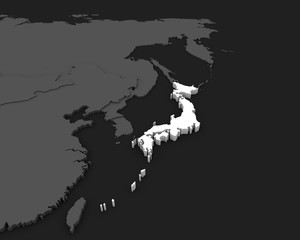 japan map 3D rendering