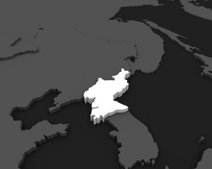 north korea map 3D rendering