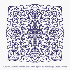 Ancient Chinese Pattern of Curve Spiral Kaleidoscope Cross Flowe