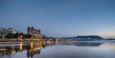 Looking across the beach in Scarborough in Yorkshire England