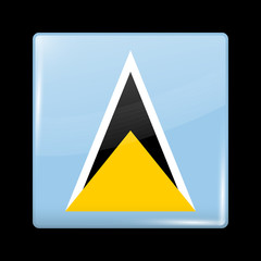 Flag of Saint Lucia. Glossy Icon Square Shape