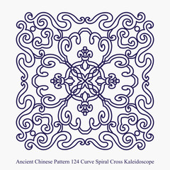 Ancient Chinese Pattern of Curve Spiral Cross Kaleidoscope