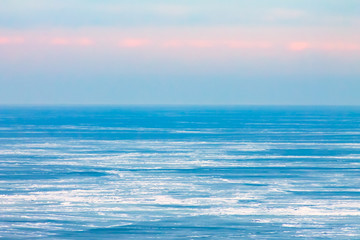 frozen sea at sunrise, sunset north, nature background