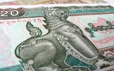 Close up of Burmese kyat - Myanmar money bank note
