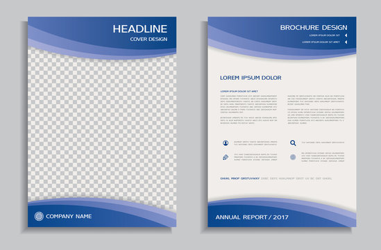 Blue flyer design template - brochure, front and back page