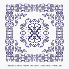 Ancient Chinese Pattern of Spiral Vine Frame Flower Leaf