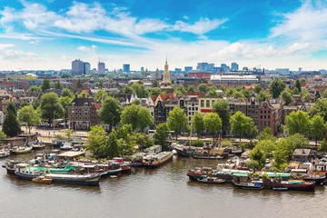 Fototapete Rund Panoramablick über Amsterdam © Sergii Figurnyi