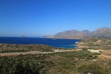 Fototapeta na wymiar VIEW ON THE BAY OF MIRABELLO NEAR AGIOS NIKOLAOS, CRETE GREECE