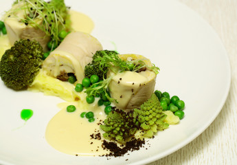 White fish fillet rolls