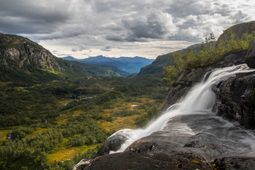 Obraz na płótnie Canvas Åbødalen (Åbø valley), Norway with waterfall