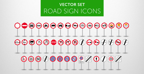 Fototapeta ROAD SIGNS | Znaki Drogowe Zakazu - vector icon PACK vol.3 obraz
