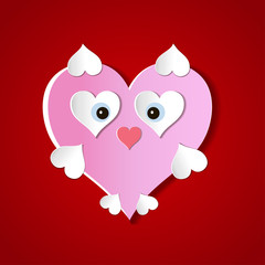Valentine's day abstract background with cut paper heart. Vector illustration