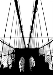 Brooklyn Bridge silhouette vector illustration.