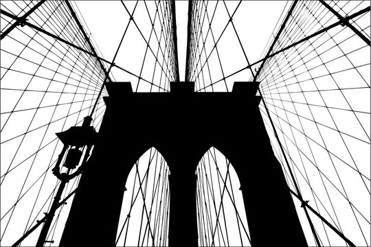 Brooklyn Bridge silhouette vector illustration.