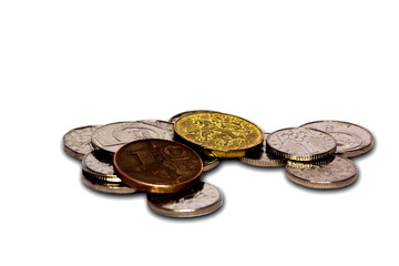 Macro shot of czech coins isolated on a white background