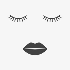 Beauty face with closed eyes. Sleeping icon.