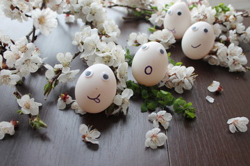 Obraz na płótnie Canvas Easter, happy eggs. Beautiful background